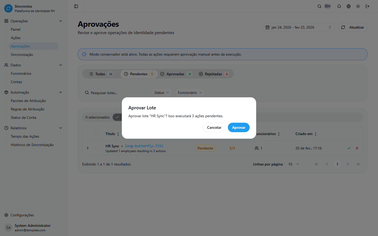 Detalhes de Aprovação