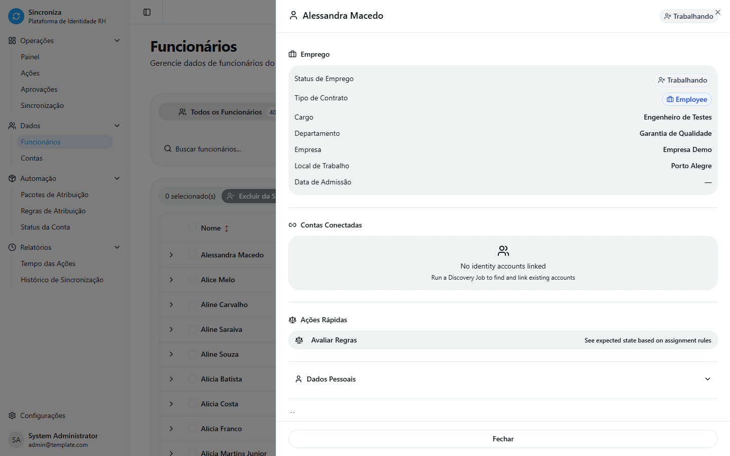 Detalhes do Funcionário