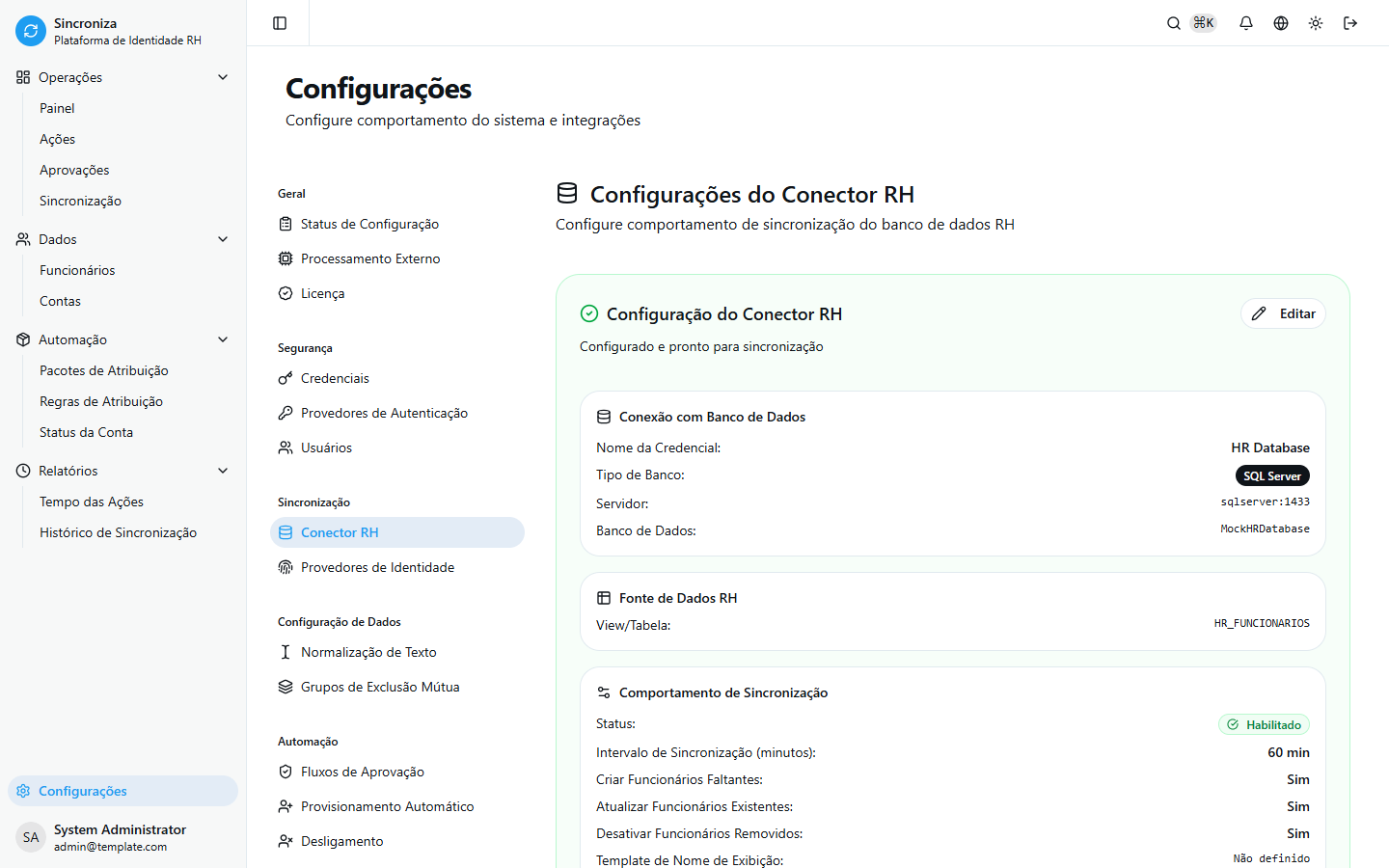 Configuração do Conector RH