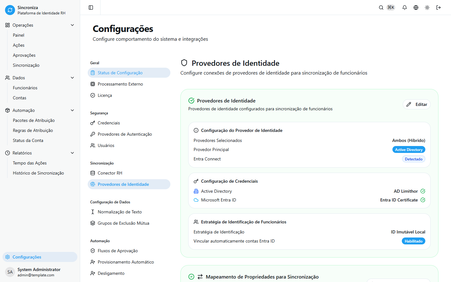 Configuração de Provedores de Identidade